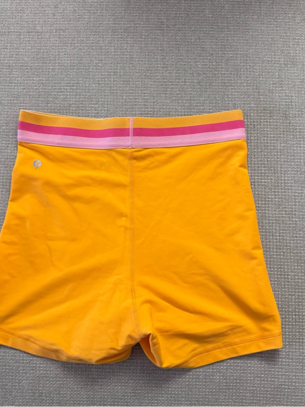 Popflex Women’s High-Waist Yellow orange Shorts with Pink-Trim Waistband Large - Picture 4 of 6